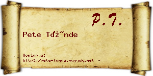 Pete Tünde névjegykártya